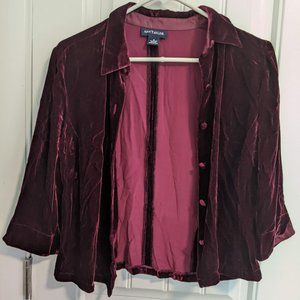 Ann Taylor Dark Purple Velvet Button Up Shirt Size 6